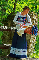 Topy, tričká, tielka - Dámske tričko batikované, maľované, folk ČÍŽIČEK - 6721156_