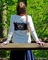 Topy, tričká, tielka - Dámske tričko batikované, maľované, folk ČÍŽIČEK - 6721178_