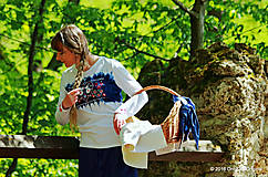 Topy, tričká, tielka - Dámske tričko batikované, maľované, folk ČÍŽIČEK - 6721188_