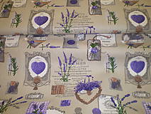 Textil - Levanduľové motívy na šedo-béžovom podklade š.160 - 6725012_