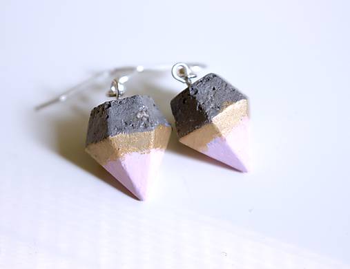 Náušnice - Betónové pastelové diamanty - 6731480_