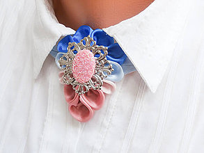 Náhrdelníky - Elegancia a la Chanel - modro ružový vintage náhrdelník - 6732682_