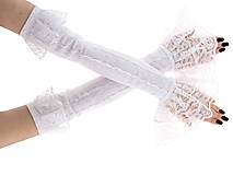 Čipkované biele svadobné rukavice 0100A