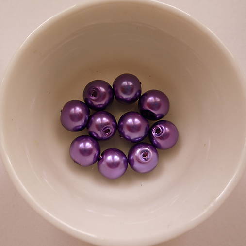 Voskované perly 8mm-10ks (fialová)
