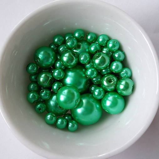 Voskované perly MIX4-12mm (zelená pastel)