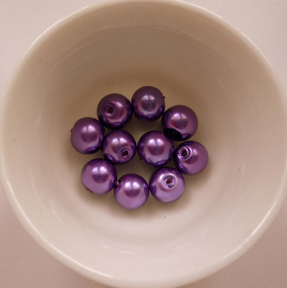 Voskované perly 8mm-10ks (fialová)