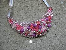 Náhrdelníky - FOR YOU perlový náhrdelník (summer pink roses - náhrdelník č.476) - 6740372_