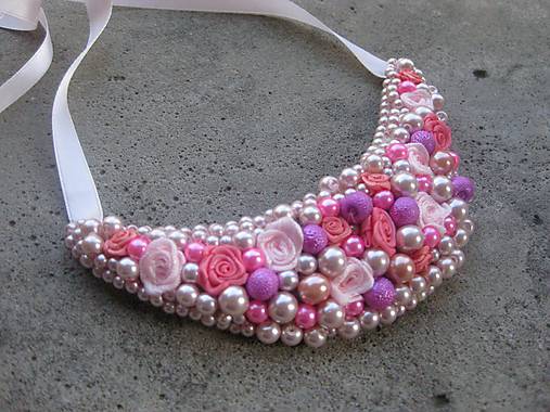 FOR YOU perlový náhrdelník (summer pink roses - náhrdelník č.476)