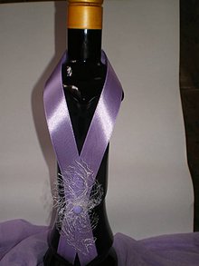 Darčeky pre svadobčanov - stuha na fľaše fialová - 6744207_