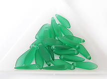 Korálky - Jazýček (Dagger) - Matte Emerald Green 16x5mm, bal.10ks - 6744731_