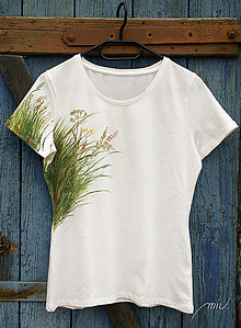 Topy, tričká, tielka - Maľované tričko - Lúka - 6749414_