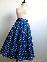 Sukne - modrá folk skladaná sukňa - 6750493_