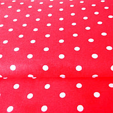 Textil - červeno-biele bodky; 100 % bavlna, šírka 160 cm, cena za 0,5 m - 6782502_