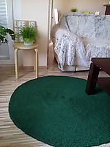 Úžitkový textil - Okrúhly háčkovaný koberec - tmavozelený - 6792176_