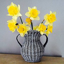 Dekorácie - Pletená váza (Čierna + patina (celá váza)) - 6811570_
