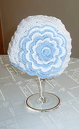 Detské čiapky - Bielo -svetlo modra s MAX kvetom - 6819666_