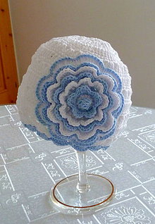Detské čiapky - Bielo -svetlo modra s MAX kvetom - 6819660_