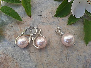 Sady šperkov - Sada svetlo-ružové Swarovského perličky - 6821877_