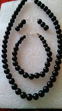 Sady šperkov - Čierny perlový set - 6820803_