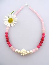 perly ruženín jadeit koral náhrdelník pre ruženku