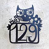 Tabuľky - Číslo na dom / sova s kvetinkami - 6827121_
