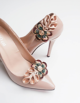 Ponožky, pančuchy, obuv - Elegantné klipy na topánky béžové s vintage gombíkom - 6828293_