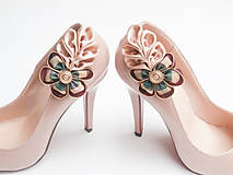 Ponožky, pančuchy, obuv - Elegantné klipy na topánky béžové s vintage gombíkom - 6828299_