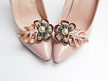 Ponožky, pančuchy, obuv - Elegantné klipy na topánky béžové s vintage gombíkom - 6828307_