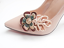 Ponožky, pančuchy, obuv - Elegantné klipy na topánky béžové s vintage gombíkom - 6828310_