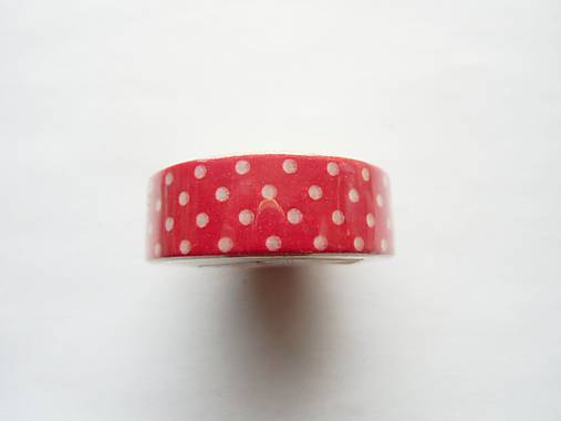  - washi páska - bodkovaná, červeno-biela - 6836325_