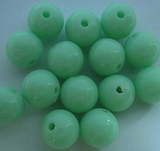 Korálky - Korálky COLOR plast 12mm-1ks (sv.zelená MINT) - 6837635_