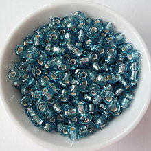 Korálky - Rokajl 4 mm s prieťahom-20g (sv.modrá) - 6839154_