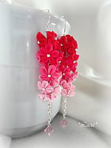 Náušnice - Červeno-ružová dúha kvetinkové náušničky - 6842754_