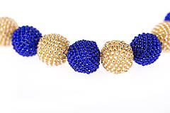 Náhrdelníky - náhrdelník guličky modro-zlaté - 6844657_