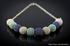 Náhrdelníky - náhrdelník guličky ľadovo modrý - 6844693_