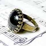 Prstene - Black Agate / Prsteň s achátom v bronzovom prevedení - 6843477_