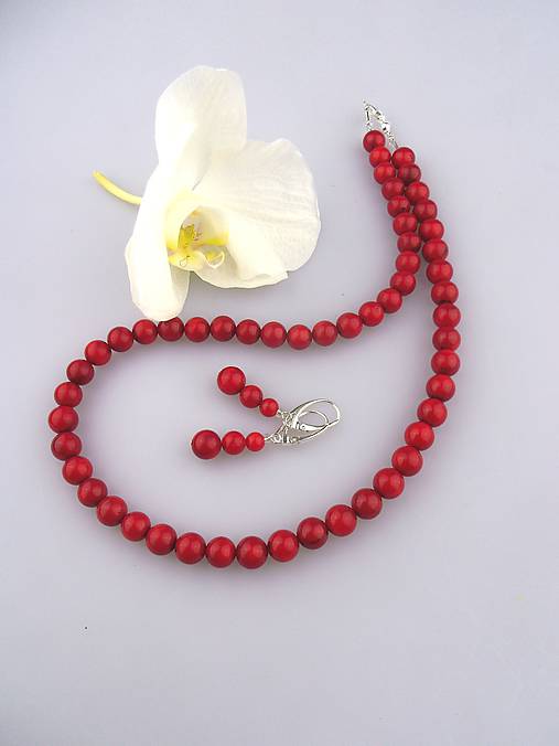  - koral červený náušnice náhrdelník - 6844036_