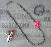 Náhrdelníky - Dojčiaci silikónový náhrdelník "Ruža v šedi" - 6846555_