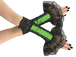 Rukavice - Elegantné zelené spoločenské bezprstové rukavice 1F1 - 6856631_