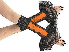 Rukavice - Elegantné oranžove spoločenské bezprstové rukavice 1F1 - 6856644_