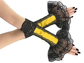 Rukavice - Elegantné žlté spoločenské bezprstové rukavice 1F1 - 6856663_