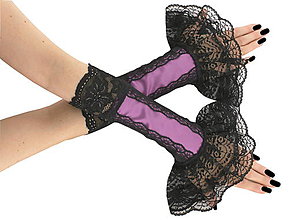 Rukavice - Elegantné fialové spoločenské bezprstové rukavice 1F1 - 6856688_
