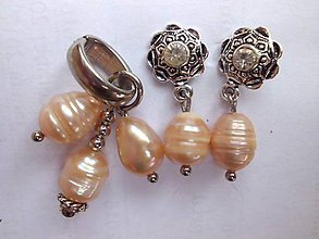 Sady šperkov - sada náušnice + prívesok z riečnych perál - 6856409_