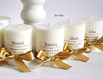 Darčeky pre svadobčanov - Darček a menovka #1  (parafínová sviečka+transparentný nápis) - 6857026_