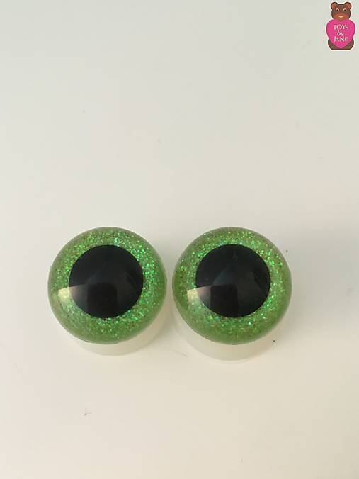 Komponenty - Bezpečnostné oči (pár) - perleťové jemne zelené 18mm - 6861775_