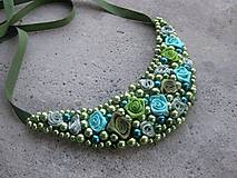 Náhrdelníky - FOR YOU perlový náhrdelník (green roses - náhrdelník č.491) - 6861424_