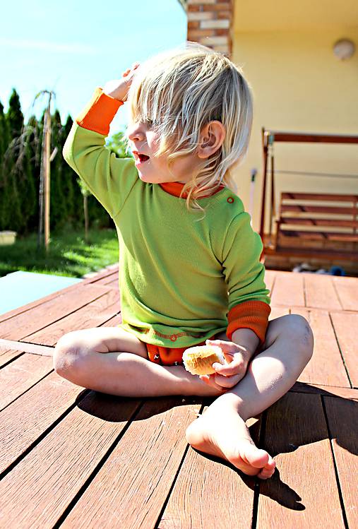 Detské oblečenie - Rastúce body / tričko - 100% LETNÁ MERINO VLNA, dlhý rukáv - výber farieb - 6863373_