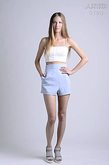 Nohavice - Vintage šortky Anita - bledomodrá studená | ZĽAVA 40% | veľkost M - 6866592_