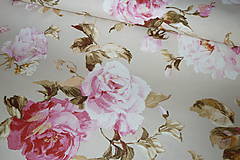 Textil - Látka Ruže na krémovej - 6873630_