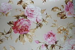 Textil - Látka Ruže na krémovej - 6873632_